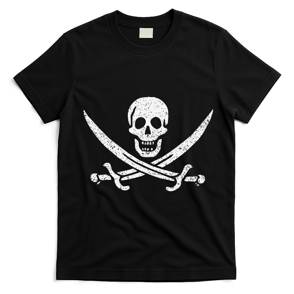 JOLLY ROGER PIRATE FLAG CALICO JACK HALLOWEEN COSTUME T-Shirt - Black