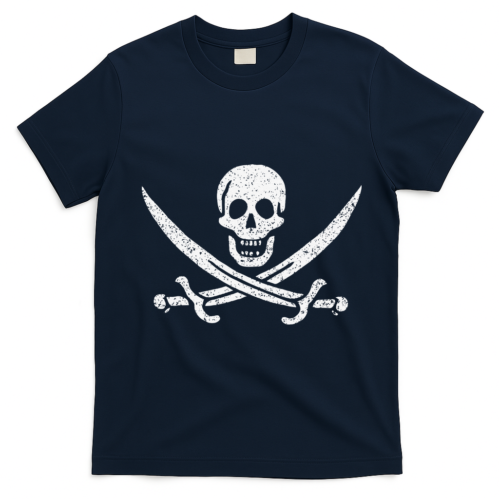 JOLLY ROGER PIRATE FLAG CALICO JACK HALLOWEEN COSTUME T-Shirt - Navy Blue