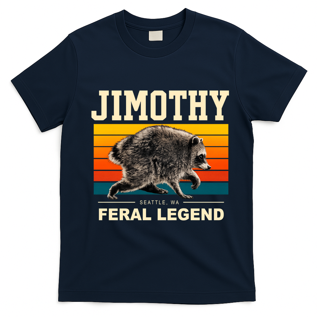 Jimothy Raccoon Seattle WA Feral Legend T-Shirt - Navy Blue