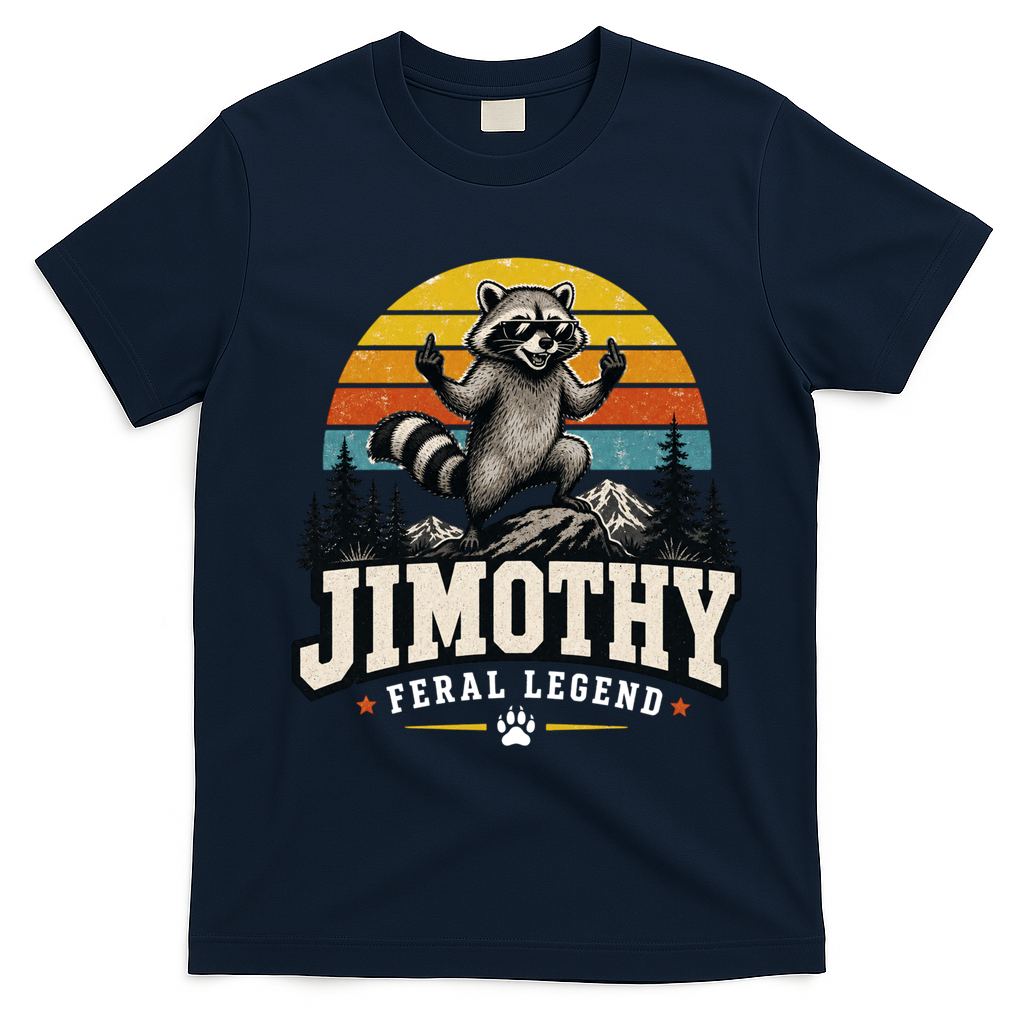 Jimothy Raccoon Seattle Feral Legend Meme T-Shirt - Navy Blue