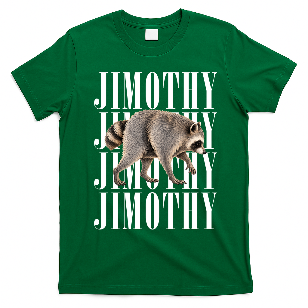 Jimothy Raccoon Viral Meme Funny Trendy T-Shirt - Irish Green