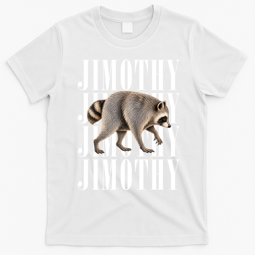 Jimothy Raccoon Viral Meme Funny Trendy T-Shirt - White