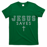 Jesus Saves Simple Cross Logo Christian Faith Hope Love Embroidered T-Shirt