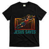 Jesus Saves Soccer Goalkeeper T-Shirt - Black
