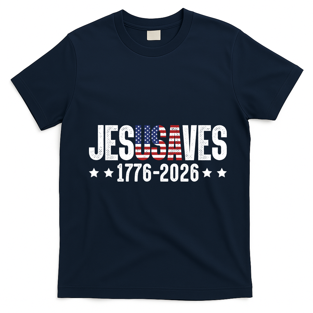 Jesus Saves USA 1776-2026 250 Years T-Shirt - Navy Blue