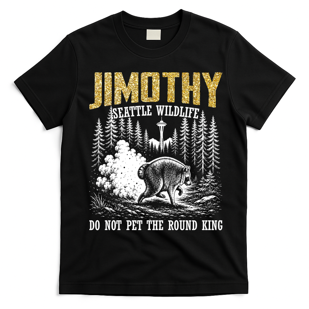 Jimothy Seattle Wildlife Do Not Pet The Round King T-Shirt - Black
