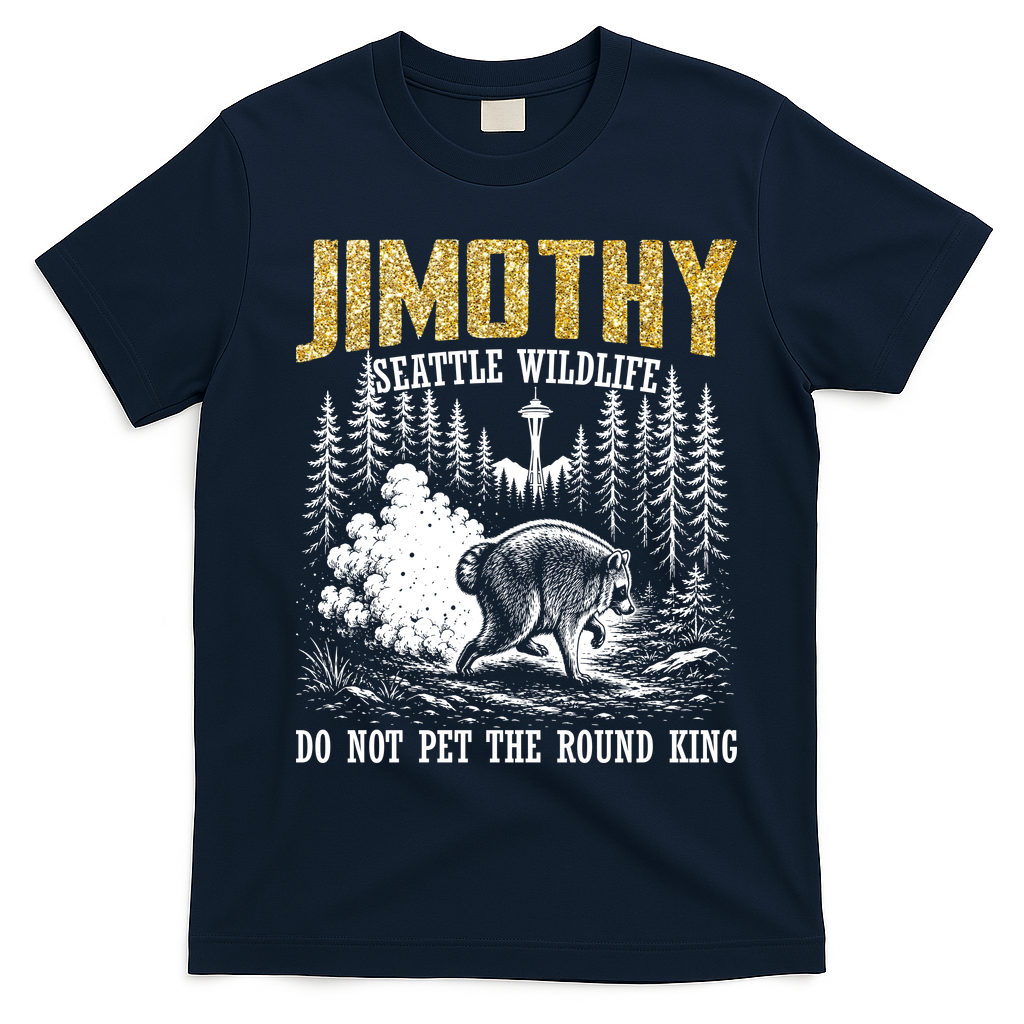 Jimothy Seattle Wildlife Do Not Pet The Round King T-Shirt - Navy Blue