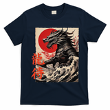 Japan Samurai Warrior Dragon Great Wave Ukiyo-e Art Kanji T-Shirt