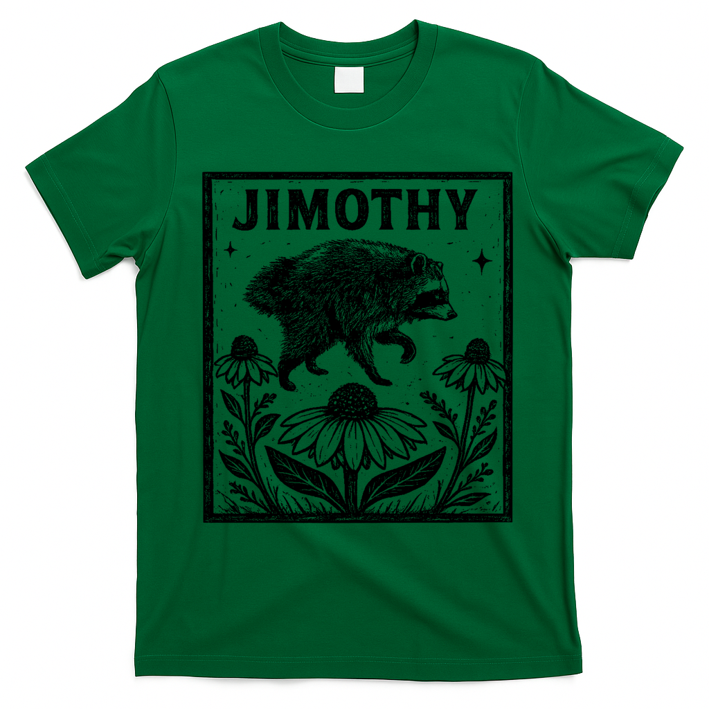 Jimothy Trendy Viral Raccoon Meme T-Shirt - Irish Green