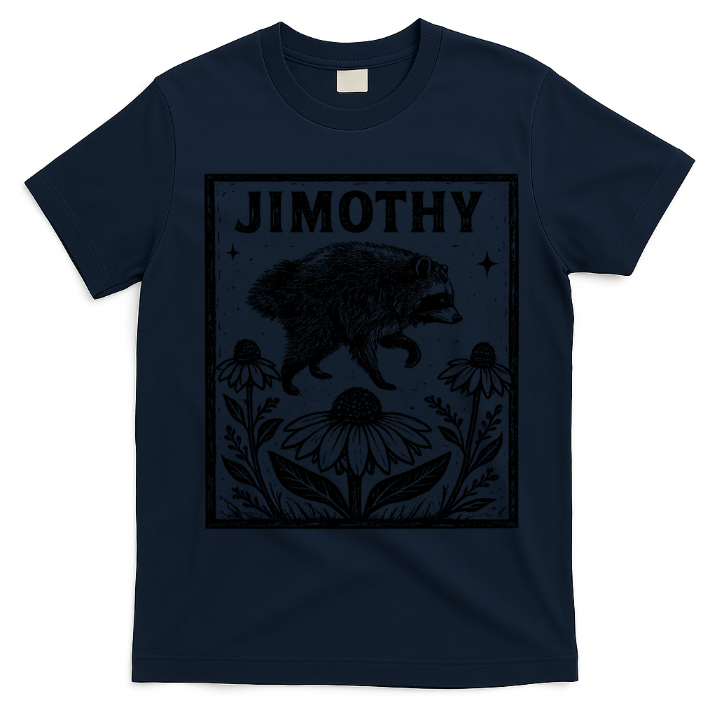 Jimothy Trendy Viral Raccoon Meme T-Shirt - Navy Blue
