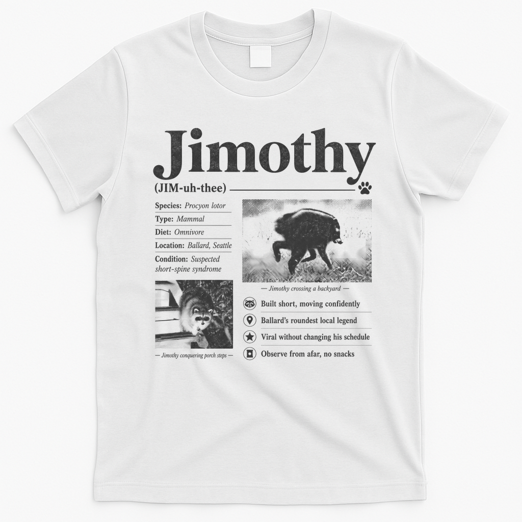 Jimothy Viral Backyard Raccoon Local Legend T-Shirt - White