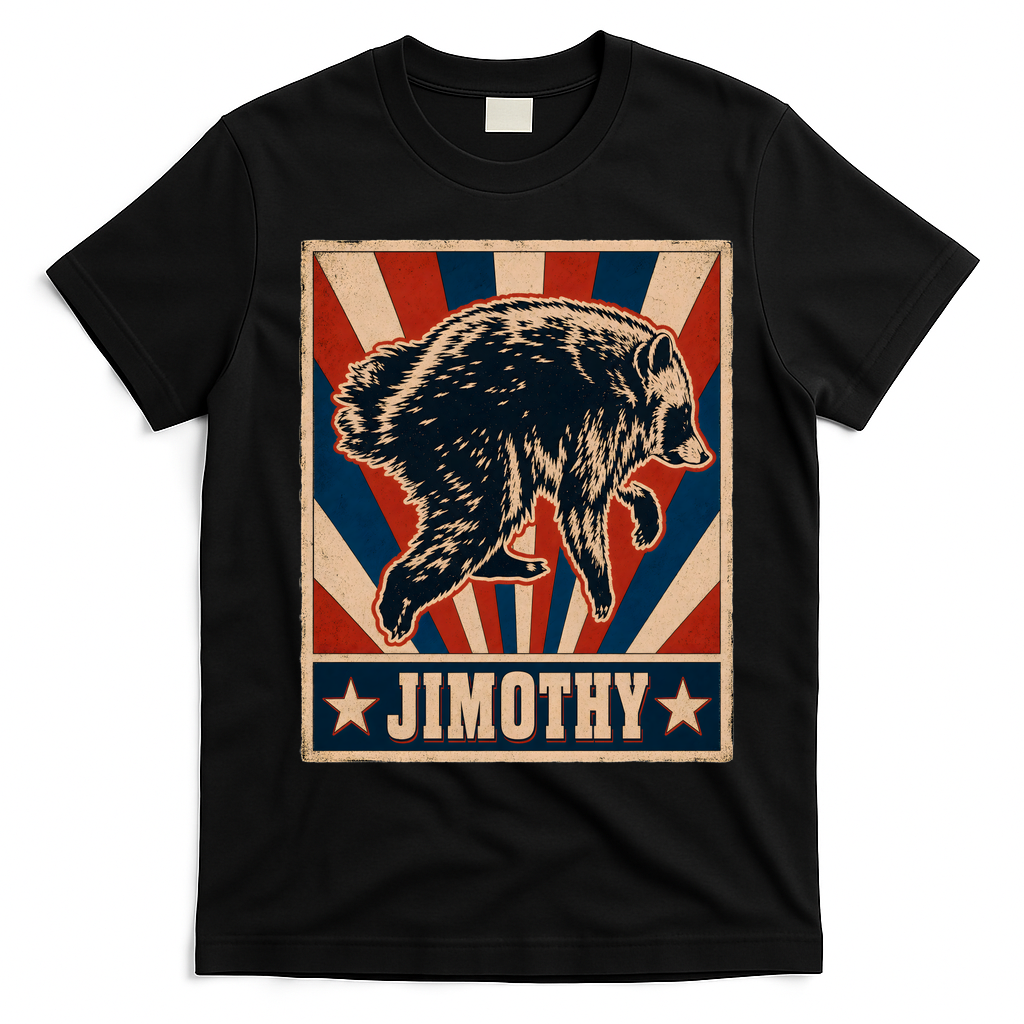 Jimothy Viral Raccoon Poster Funny Trash Panda T-Shirt - Black