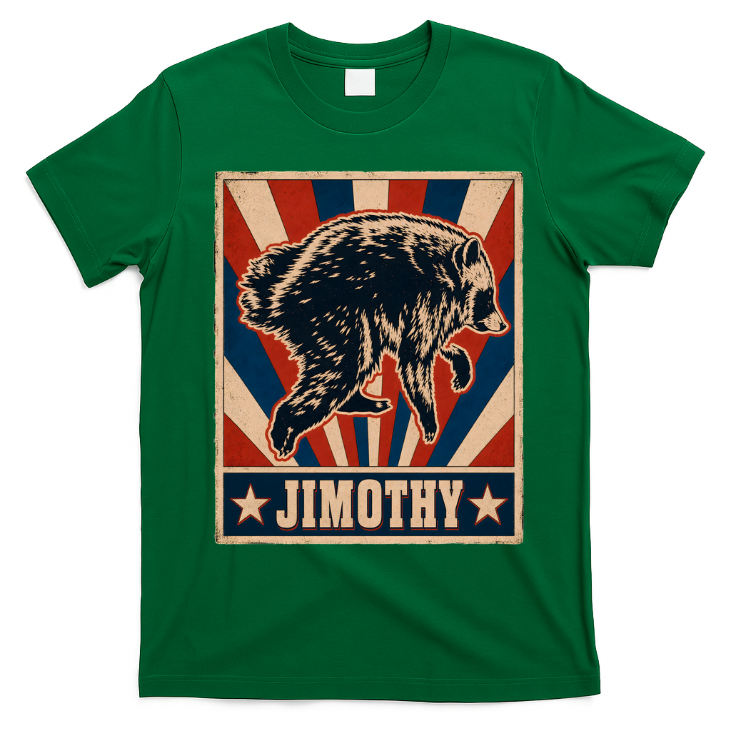Jimothy Viral Raccoon Poster Funny Trash Panda T-Shirt - Irish Green