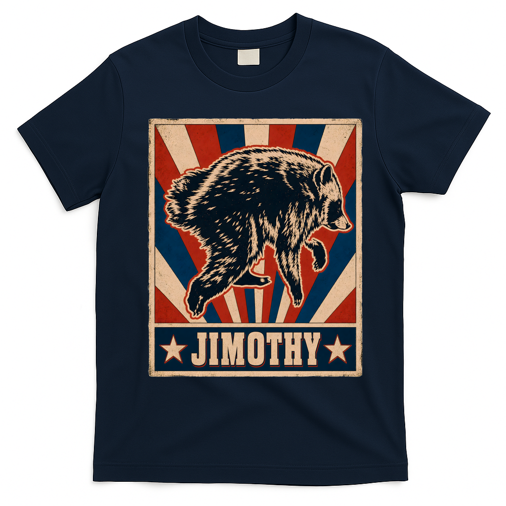 Jimothy Viral Raccoon Poster Funny Trash Panda T-Shirt - Navy Blue