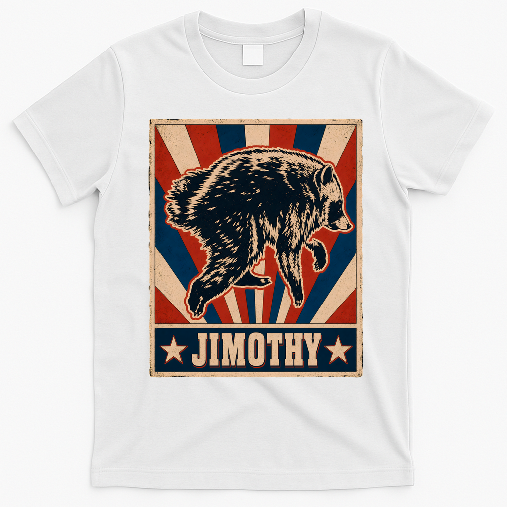 Jimothy Viral Raccoon Poster Funny Trash Panda T-Shirt - White