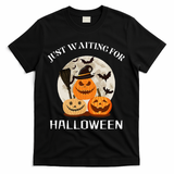 Just Waiting For Halloween Pumpkins T-Shirt - Black