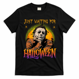 Just Waiting Halloween Horror Character Scary Movie T-Shirt - Black