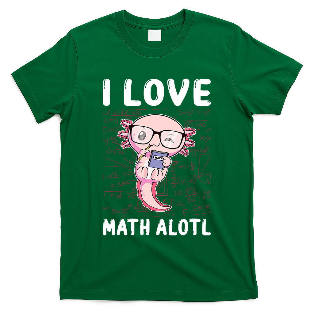 Kawaii Axolotl Pun Funny I Love Math Alotl Math T-Shirt