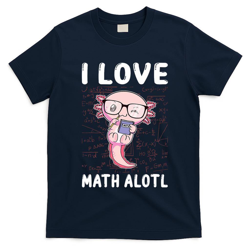 Kawaii Axolotl Pun Funny I Love Math Alotl Math T-Shirt