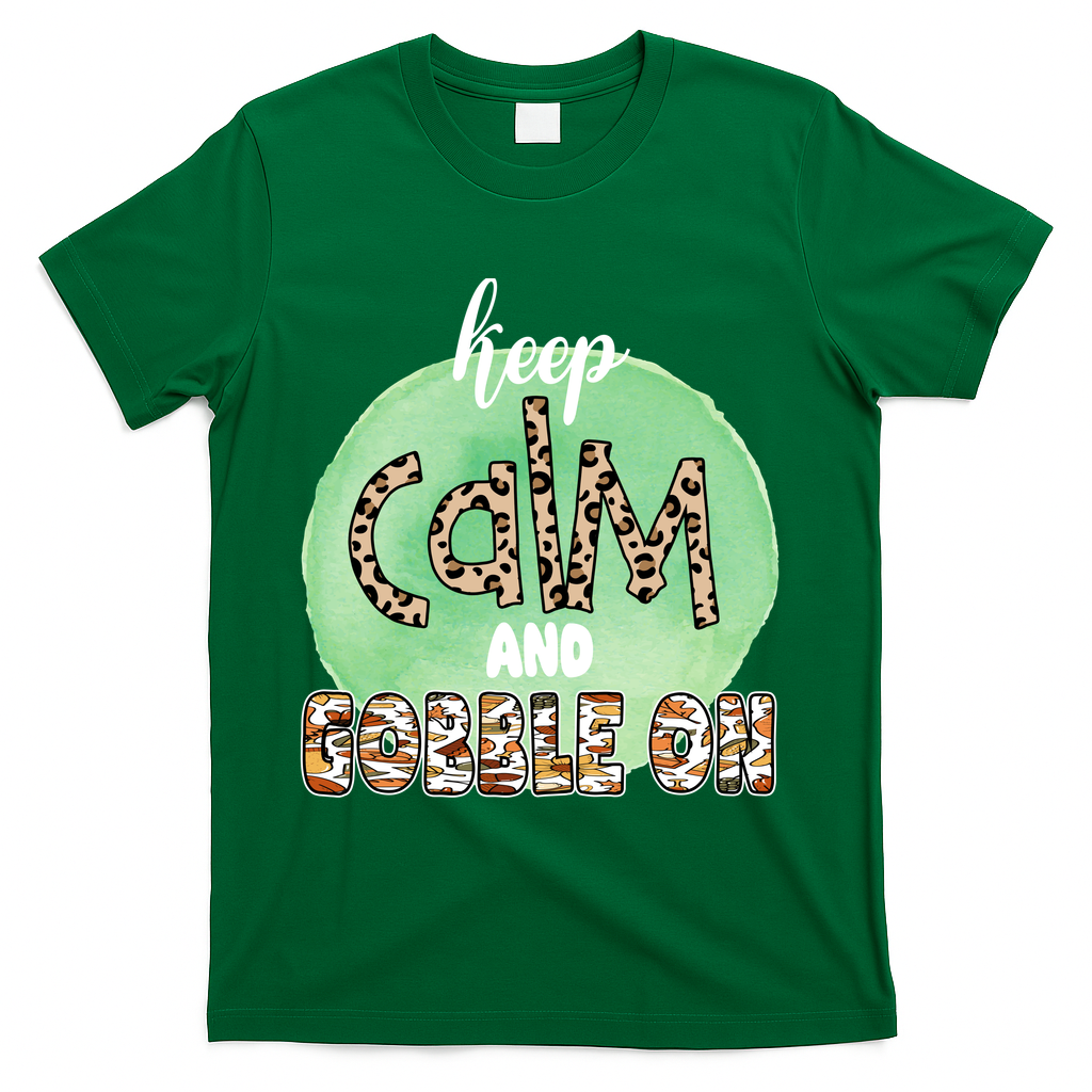 Keep Calm And Gobble On Fall Holiday T-Shirt - Green