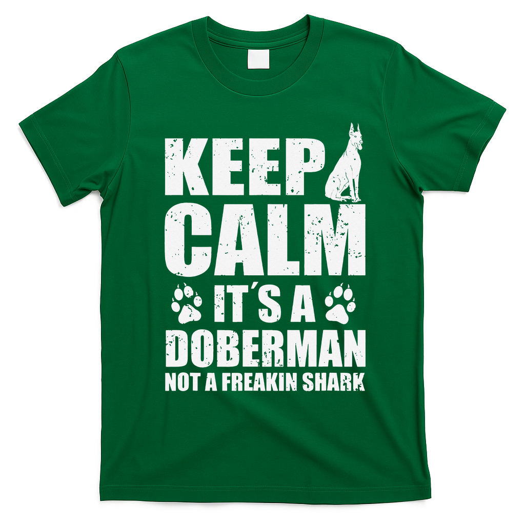 Keep Calm It's A Doberman Not A Freakin' Shark Dog T-Shirt - Irish Green