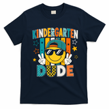 Kindergarten Dude Smiley Face Peace Sign Back To School T-Shirt - Navy Blue