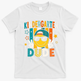 Kindergarten Dude Smiley Face Peace Sign Back To School T-Shirt - White
