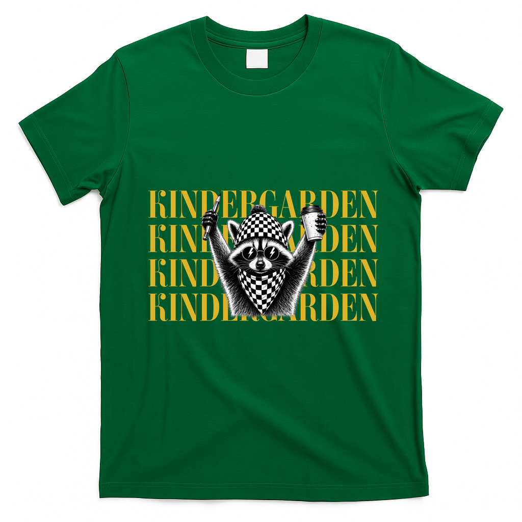 Kindergarten Funny Raccoon Back To School T-Shirt - Irish Green