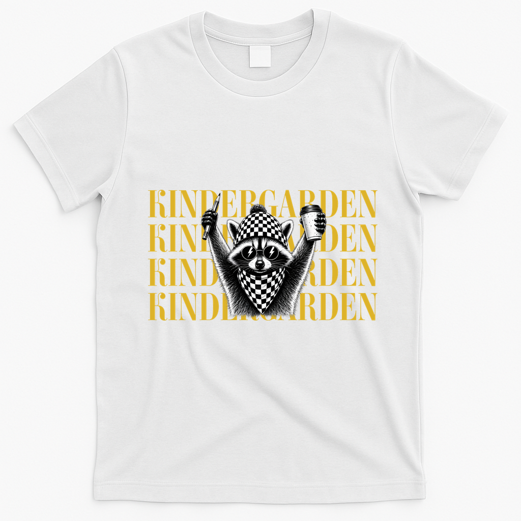 Kindergarten Funny Raccoon Back To School T-Shirt - White