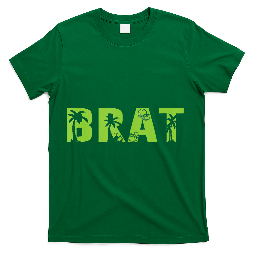 Kamala Green Brat Coconut Tree Summer Vibes T-Shirt - Green