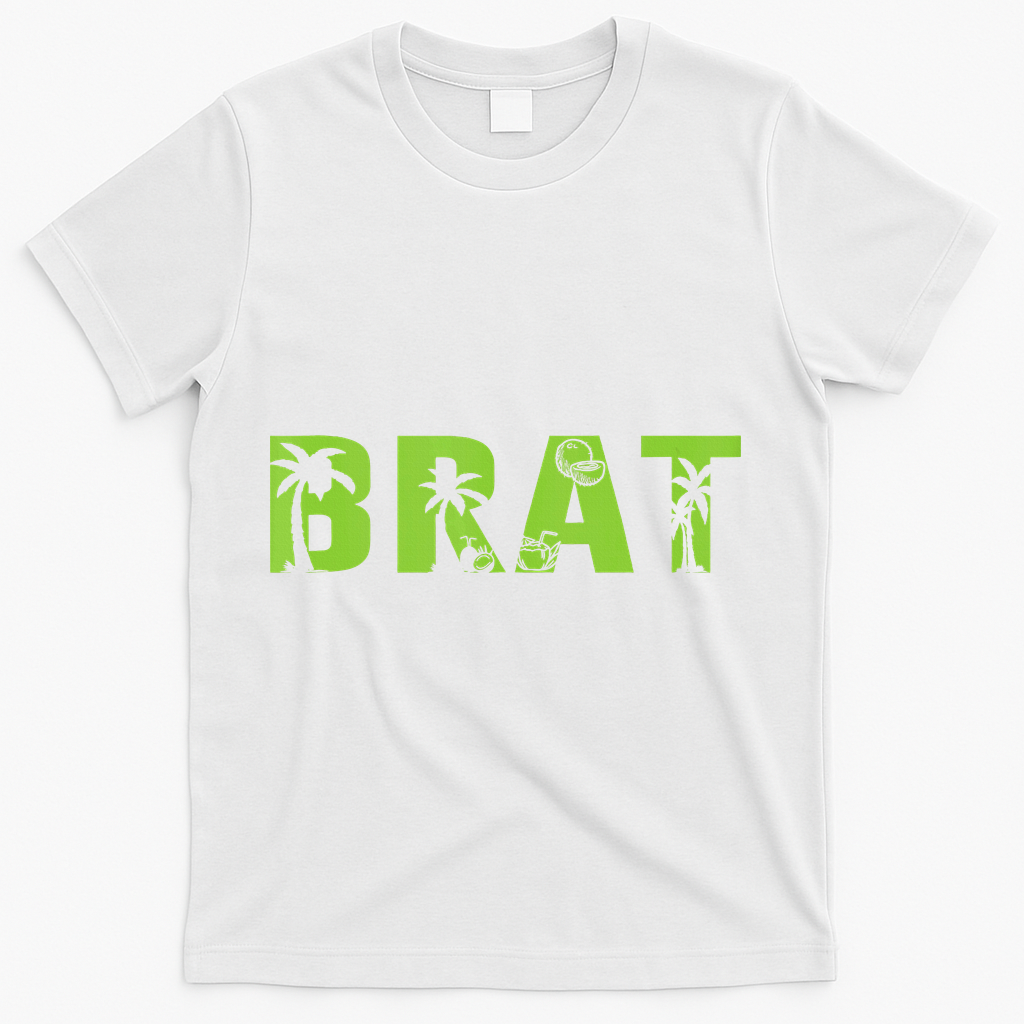 Kamala Green Brat Coconut Tree Summer Vibes T-Shirt - White