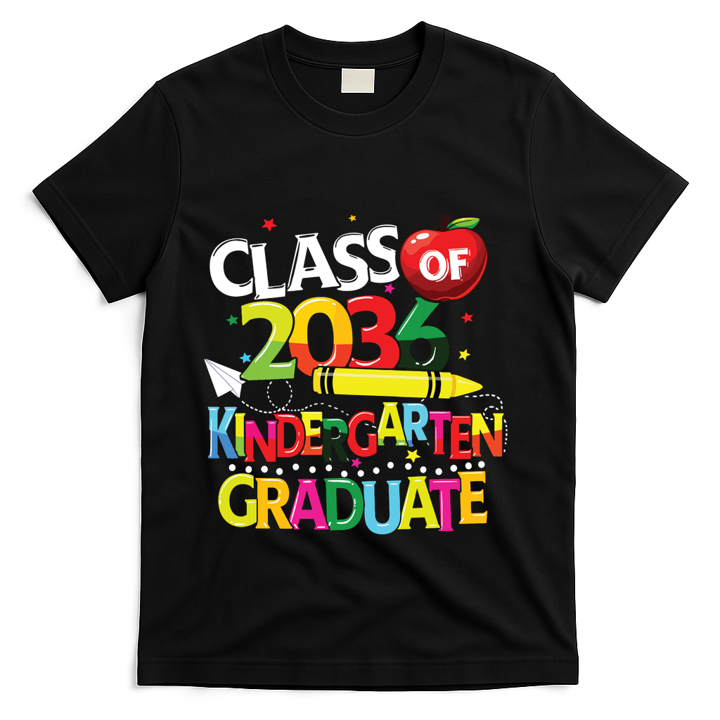 Kindergarten Graduate Class Of 2036 Last Day Of School T-Shirt - Black