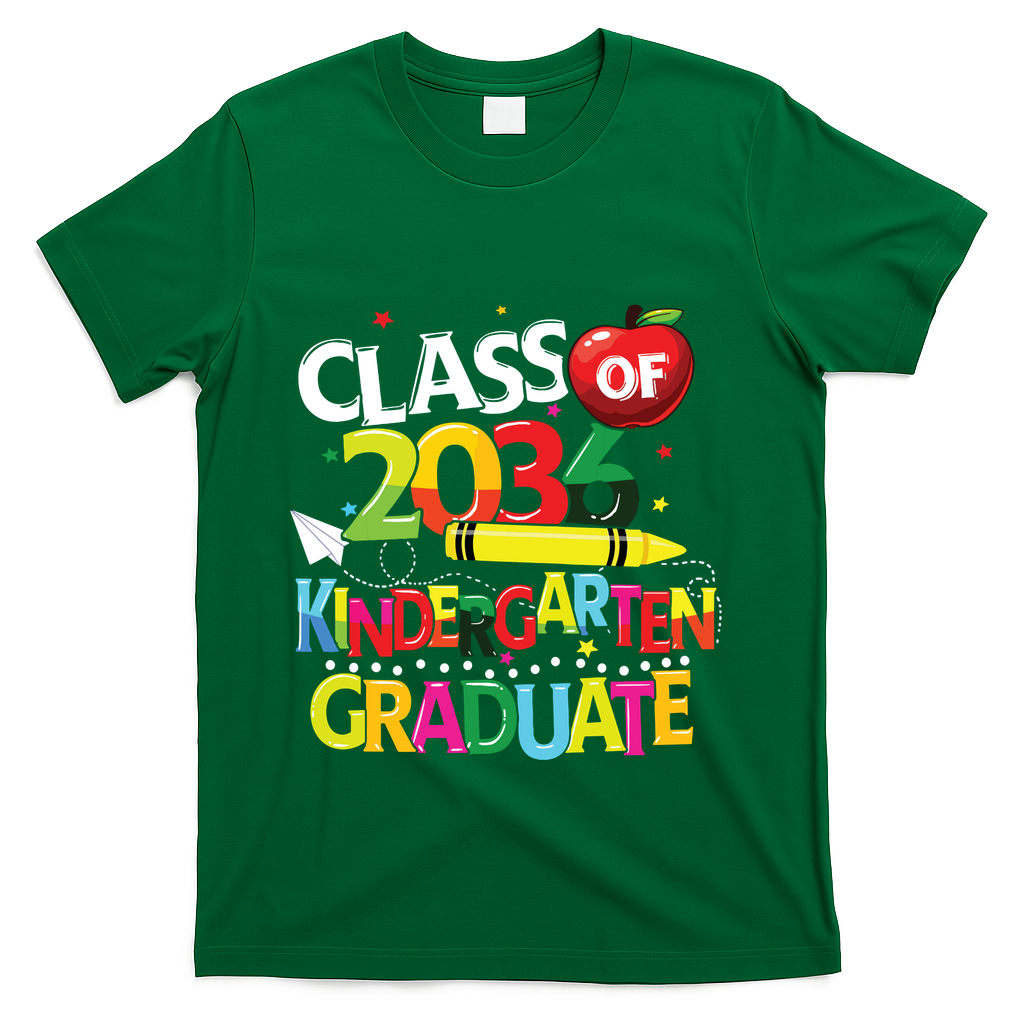 Kindergarten Graduate Class Of 2036 Last Day Of School T-Shirt - Green