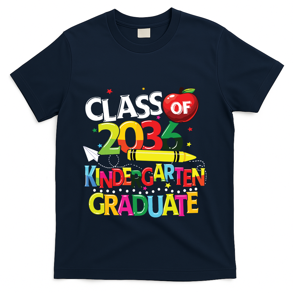 Kindergarten Graduate Class Of 2036 Last Day Of School T-Shirt - Navy