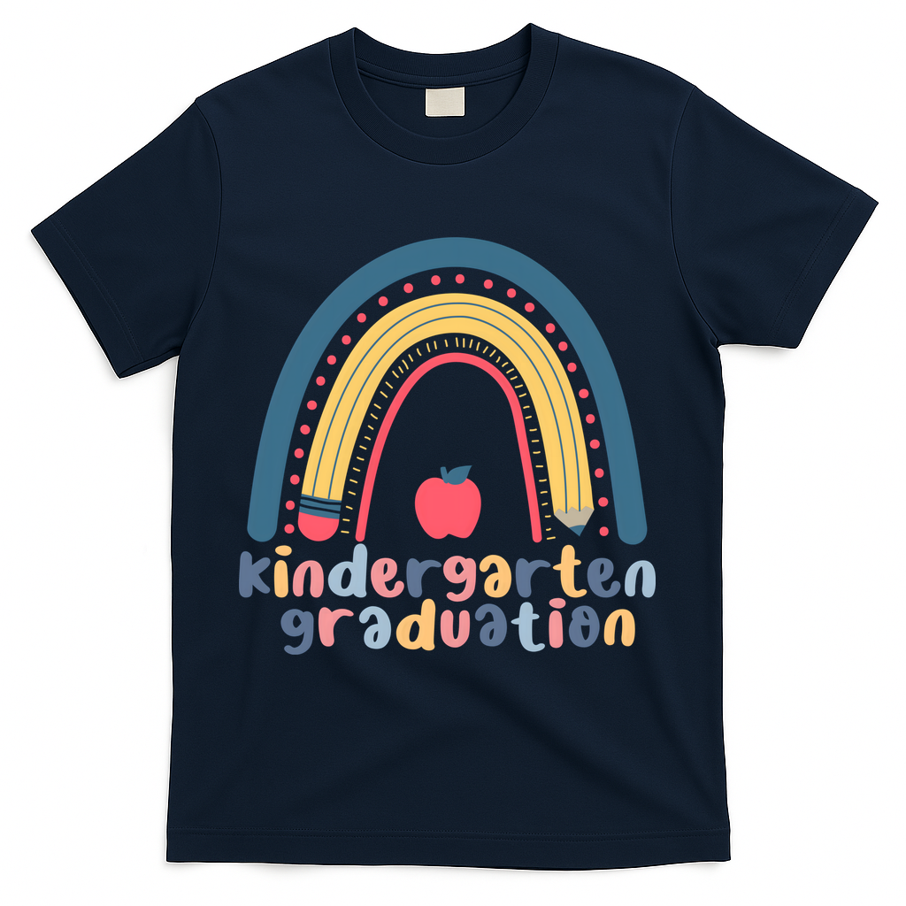 Kindergarten Graduation Rainbow Cute T-Shirt - Navy