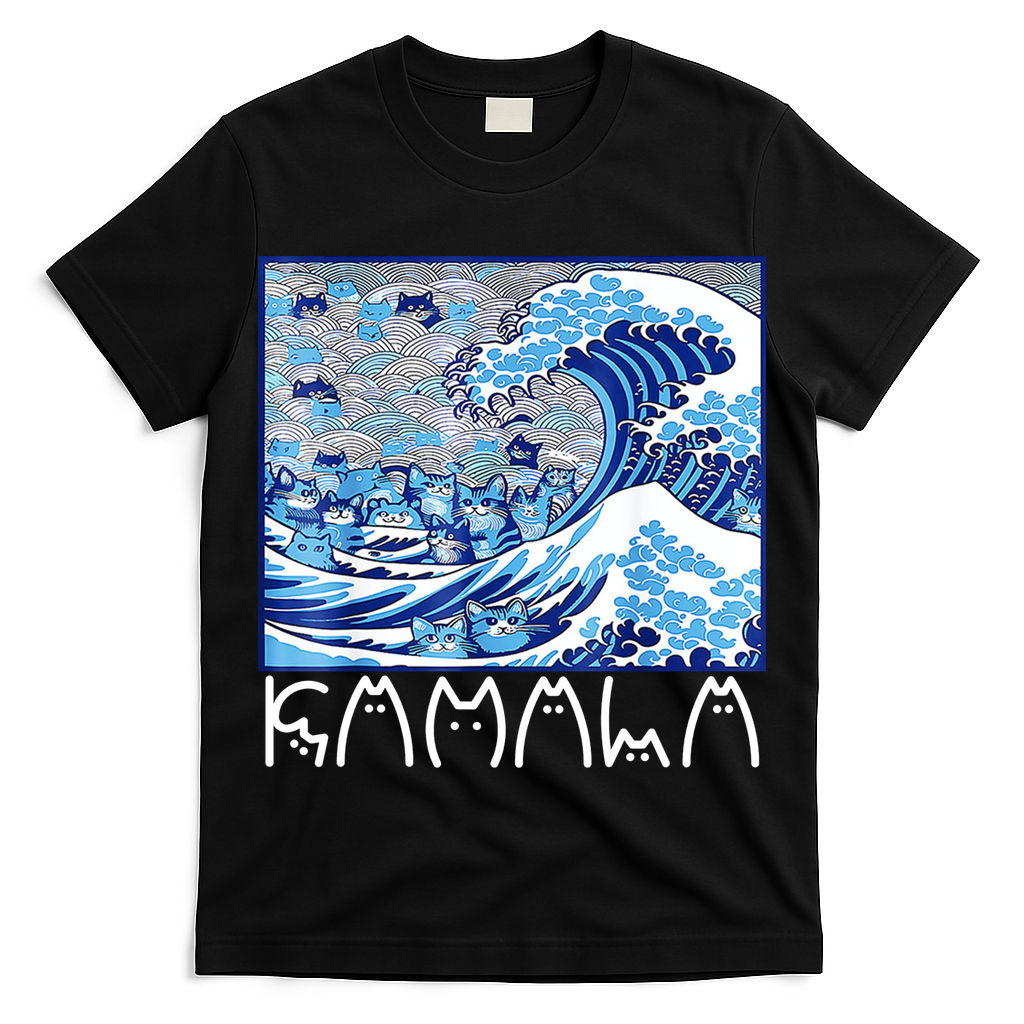 Kamala Harris Blue Cats Wave Funny Cat T-Shirt