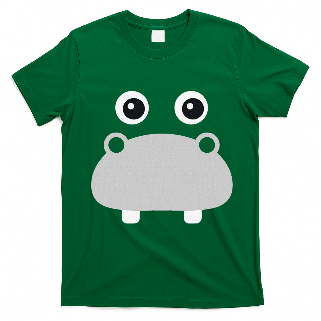 Kawaii Hippo Face Easy Halloween Costume T-Shirt - Irish Green