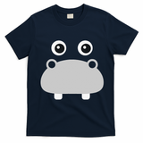 Kawaii Hippo Face Easy Halloween Costume T-Shirt - Navy Blue