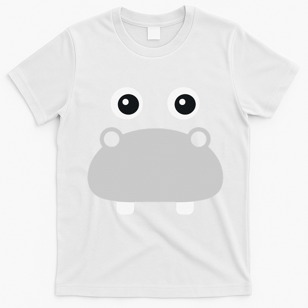 Kawaii Hippo Face Easy Halloween Costume T-Shirt - White
