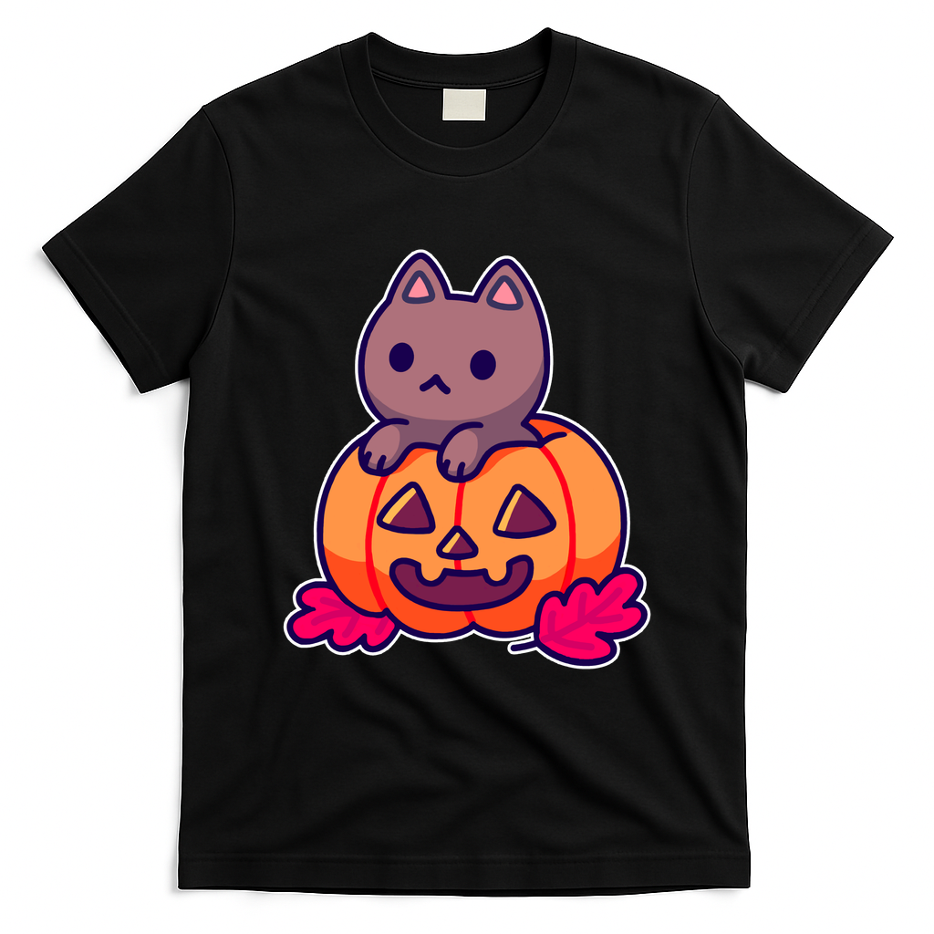 Kitten In pumpkin Cute Halloween T-Shirt