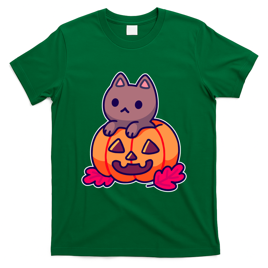 Kitten In pumpkin Cute Halloween T-Shirt