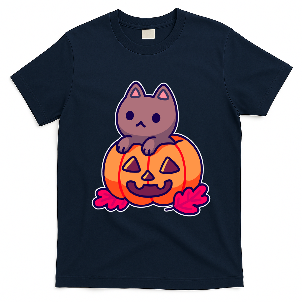 Kitten In pumpkin Cute Halloween T-Shirt