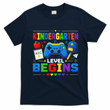 Kindergarten Level Begins Gaming Gamer Cute Back To School T-Shirt - Navy Blue