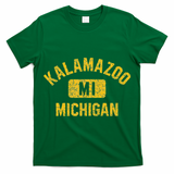 Kalamazoo MI Michigan Gym Style Distressed Amber Print T-Shirt