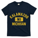Kalamazoo MI Michigan Gym Style Distressed Amber Print T-Shirt