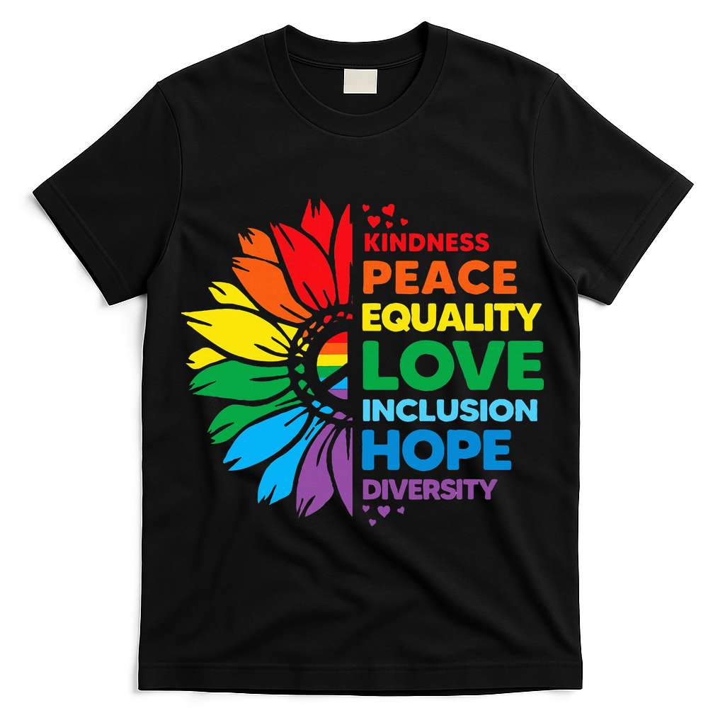 Kindness Peace Equality Love Inclusion Hope Diversity Flower T-Shirt