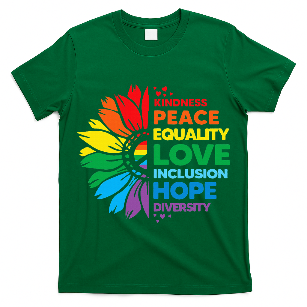 Kindness Peace Equality Love Inclusion Hope Diversity Flower T-Shirt