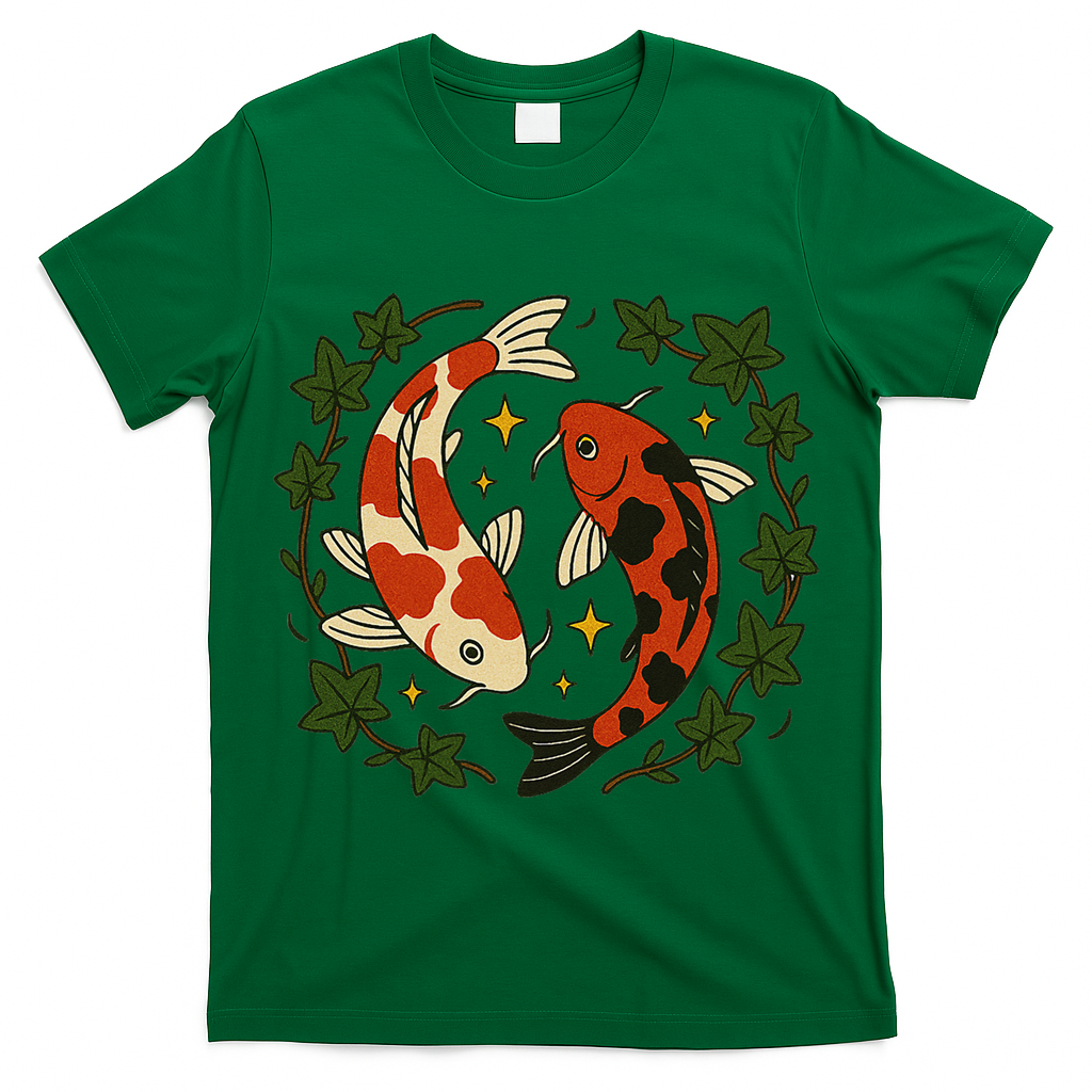 Koi Pond Illustration Koi Lovers Artwork Koi Fish T-Shirt