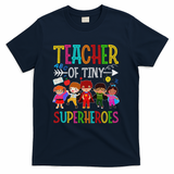 Kindergarten Prek Teacher Of Tiny Superheroes Back To School T-Shirt - Navy