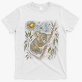 Koala Sleeping Under Starry Night Sky T-Shirt - White